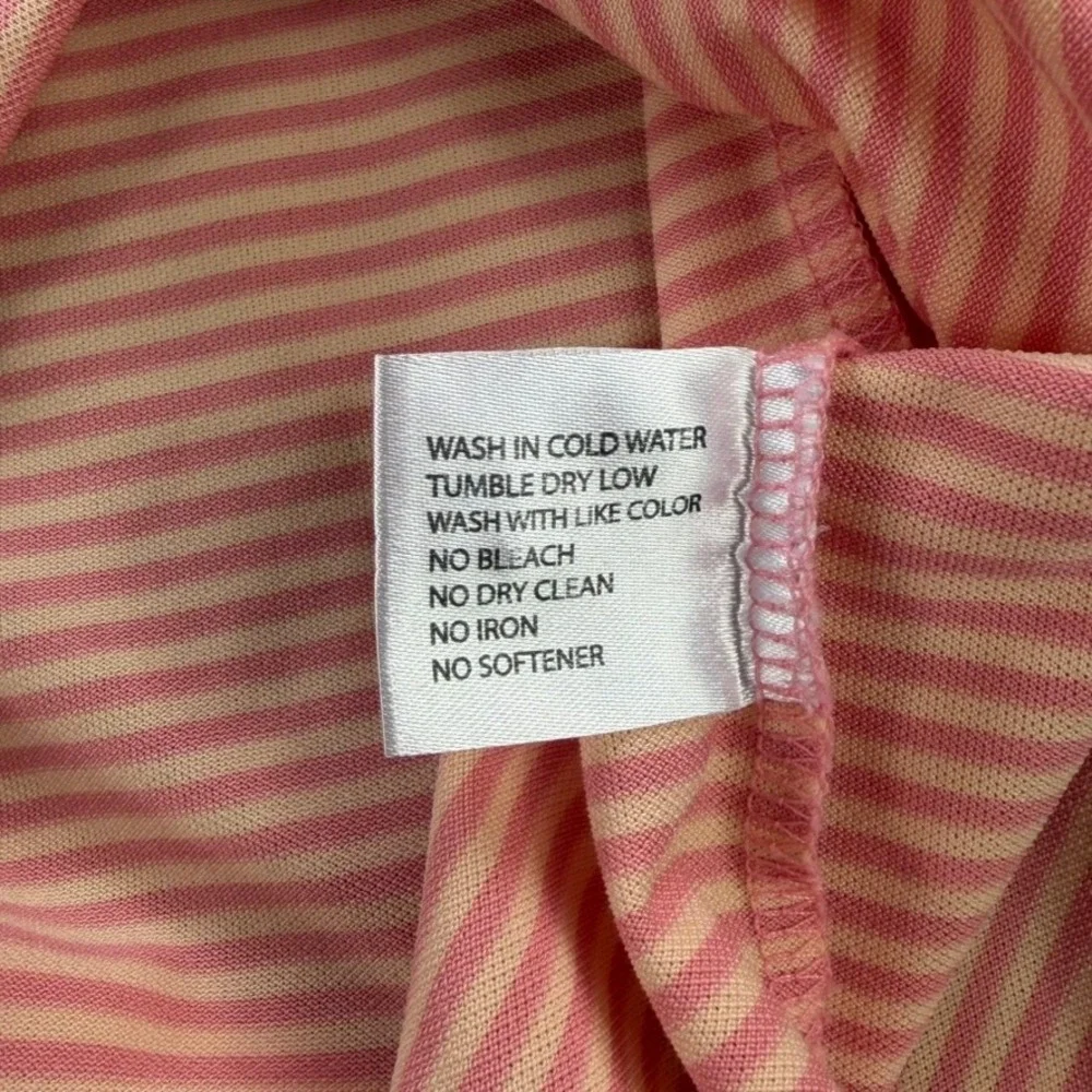Rhoback Men XXL Performance Polo Shirt Orange Pink Striped Short Sleeve Golf 2XL